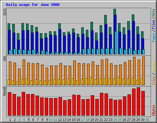 Daily usage for June 2006