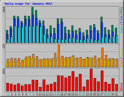 Daily usage for January 2012