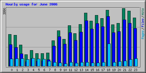 Hourly usage for June 2006